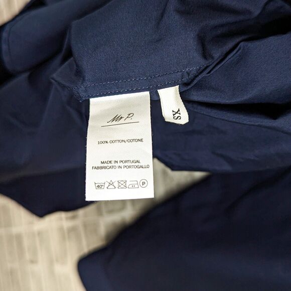 Mr P. Porter Men's Navy Blue Button up Band Collar Shirt 100% Cotton size XS - Picture 7 of 7